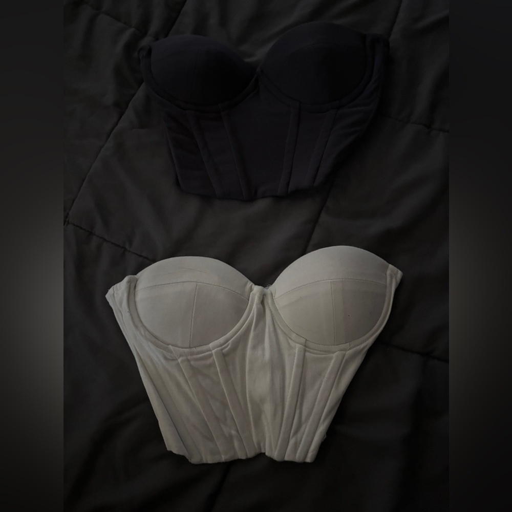 Princess Polly Strapless Longline Bustier - Black & Light Gray